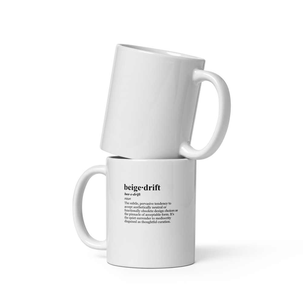 Stone grey ceramic coffee mugs – a minimalist, postmodern design.