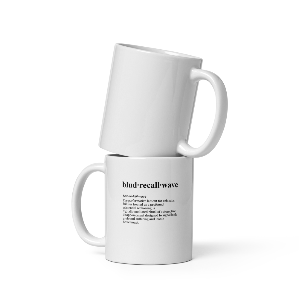 Glossy white ceramic mugs - zesty recall wave.