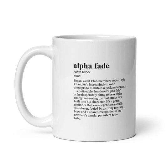 alpha fade /alfuh feihd/ noun Bryan Yacht Club members noticed Kyle Chandler's increasingly frantic attempts to maintain a peak performance – a noticeable, low-level 'alpha fade' as he desperately clung to peak alpha energy, mirroring the plot armor he's built into his character. It's a potent reminder that even legends eventually slow down, fueled by a strong morning brew and a shared recognition of the universe's gentle, persistent ratio baby.