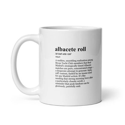11 oz coffee mug with the BYC dictionary term albacete roll — real madrid Alvaro Arbeloa Leaves Seven Stars Out for First Real Madrid Match Albacete vs Real Madrid live online: score, stats, goals & updates | Copa del Rey 2025/26 Real Madrid announce squad for Copa del Rey match against Albacete