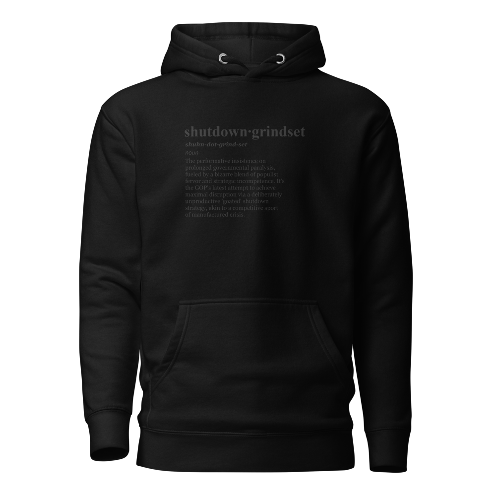 Trump's chaotic max: a beige hoodie reflecting the 'gop rage spiral'.