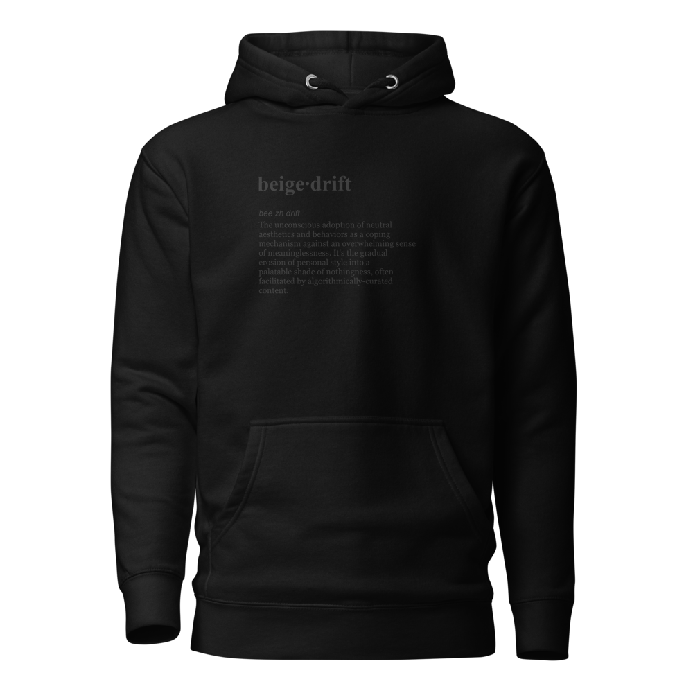 Black t-shirt—perfect for postmodern design enthusiasts.