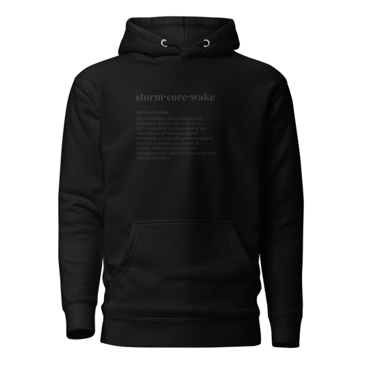 Red stormcore hoodie, embracing the zesty weather chaos and sigma stormcore.