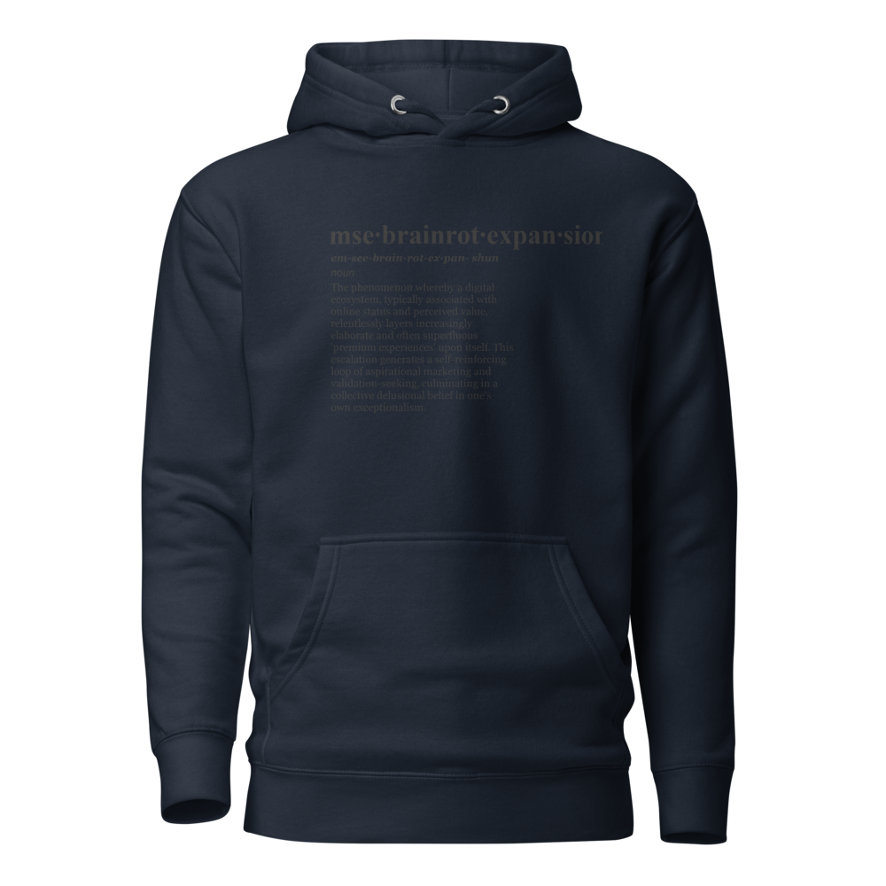 MSE brainrot hoodie – a premium experience overload in black.