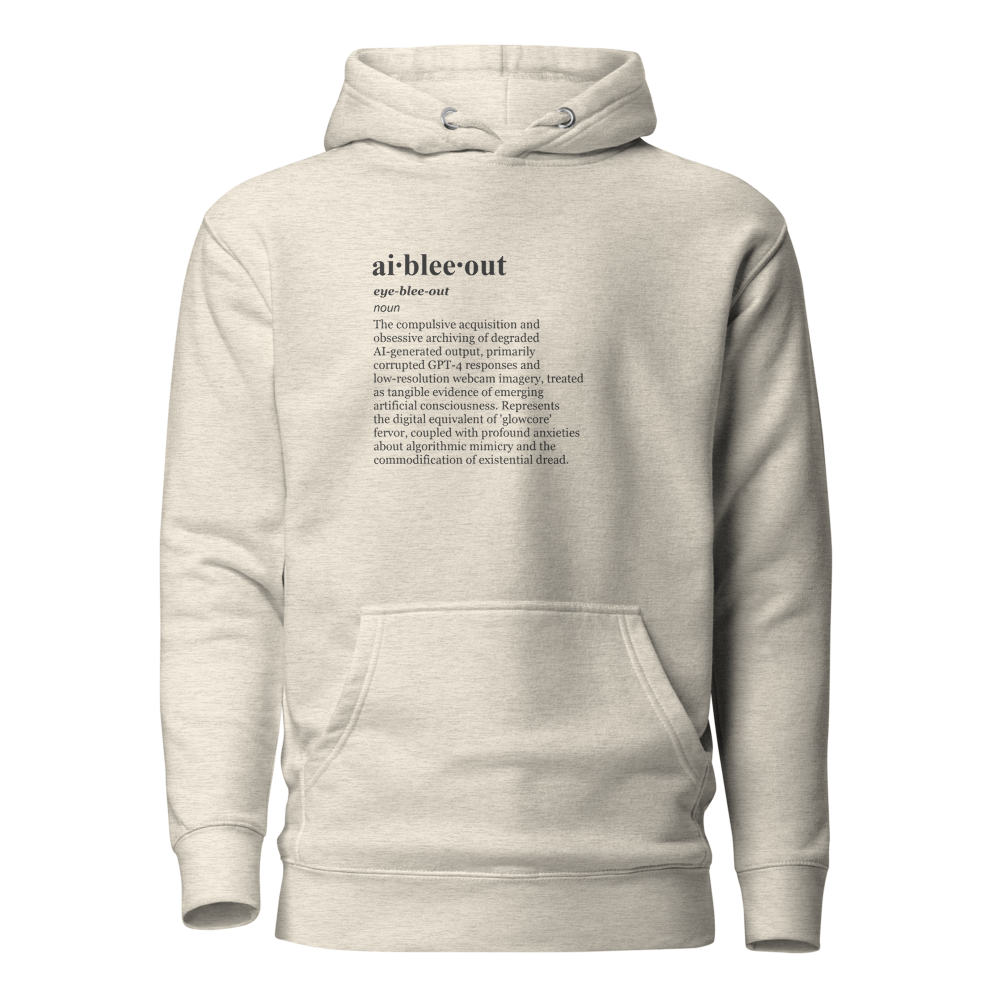 White hoodie with GPT4 Psychosis – a statement piece for the obsessed.