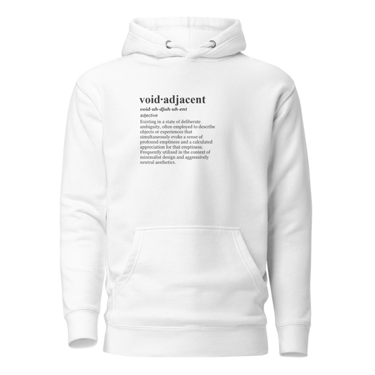Black cotton hoodie, a postmodern design statement.