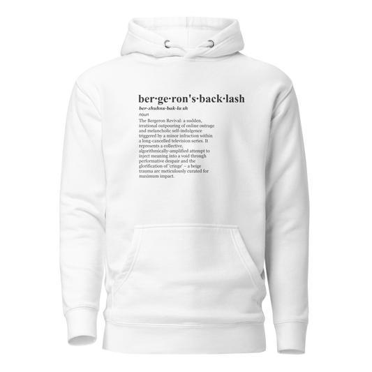 Redcore spiral hoodie, a beige trauma arc for fans of broadcast brainrot.