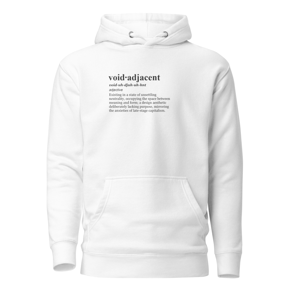 Black cotton hoodie, a postmodern design statement.