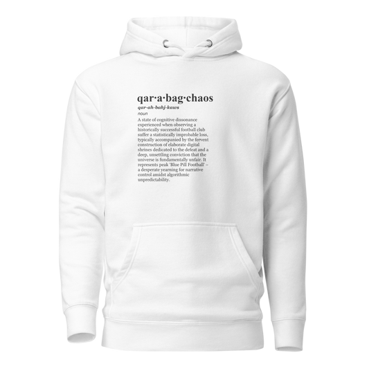 Blue Pill Football: Maximalist cape hoodie, perfect for the Qarabag Chaos.