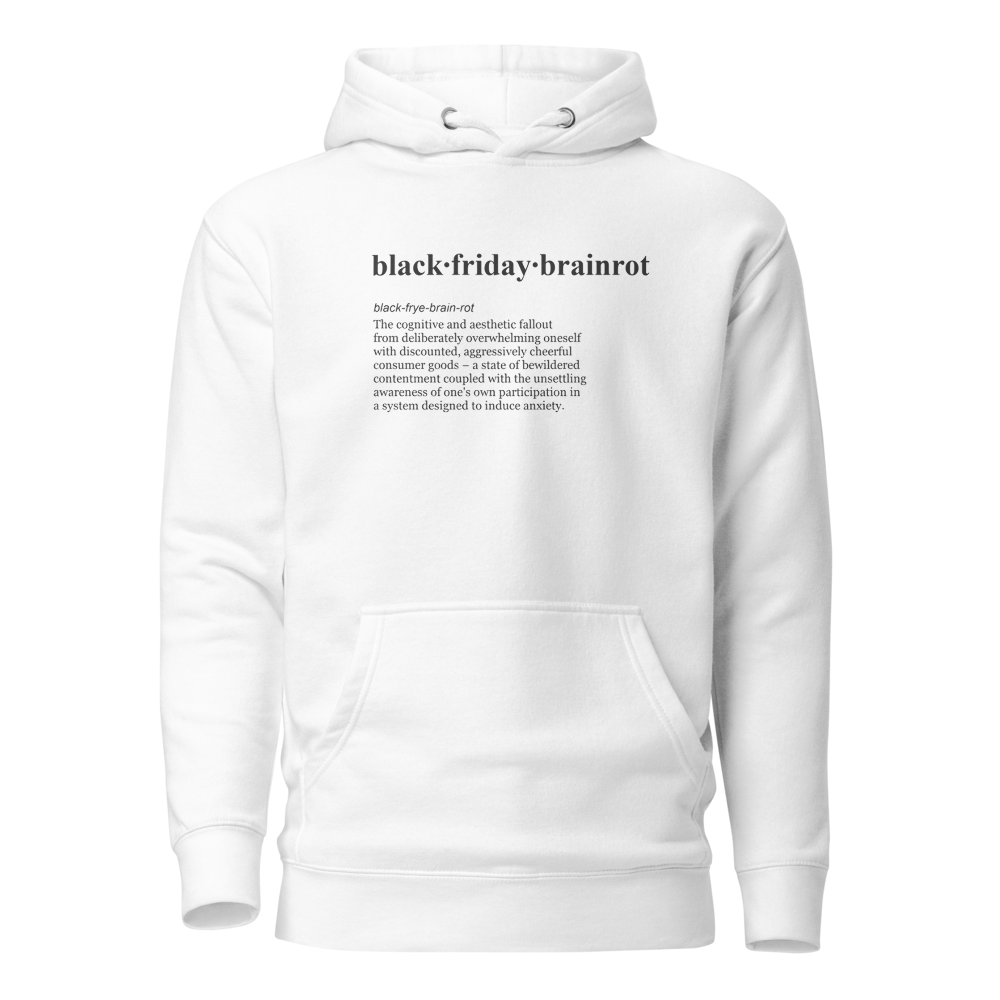 Beige rage core drip: A beige hoodie, perfect for the algorithmic hangover.