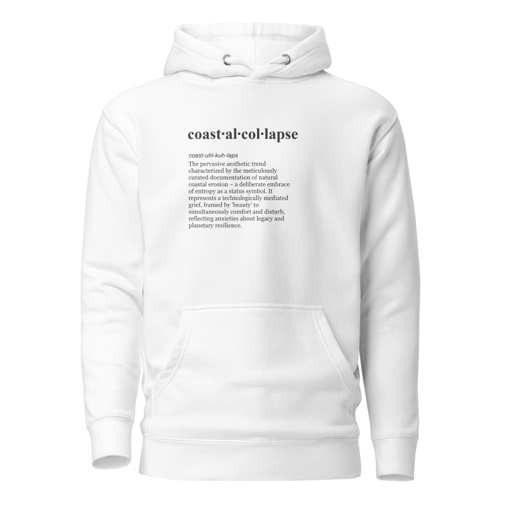 Redpilled Rainscape black hoodie: Capture the unsettling beauty of the Coastal Collapse Vibes.