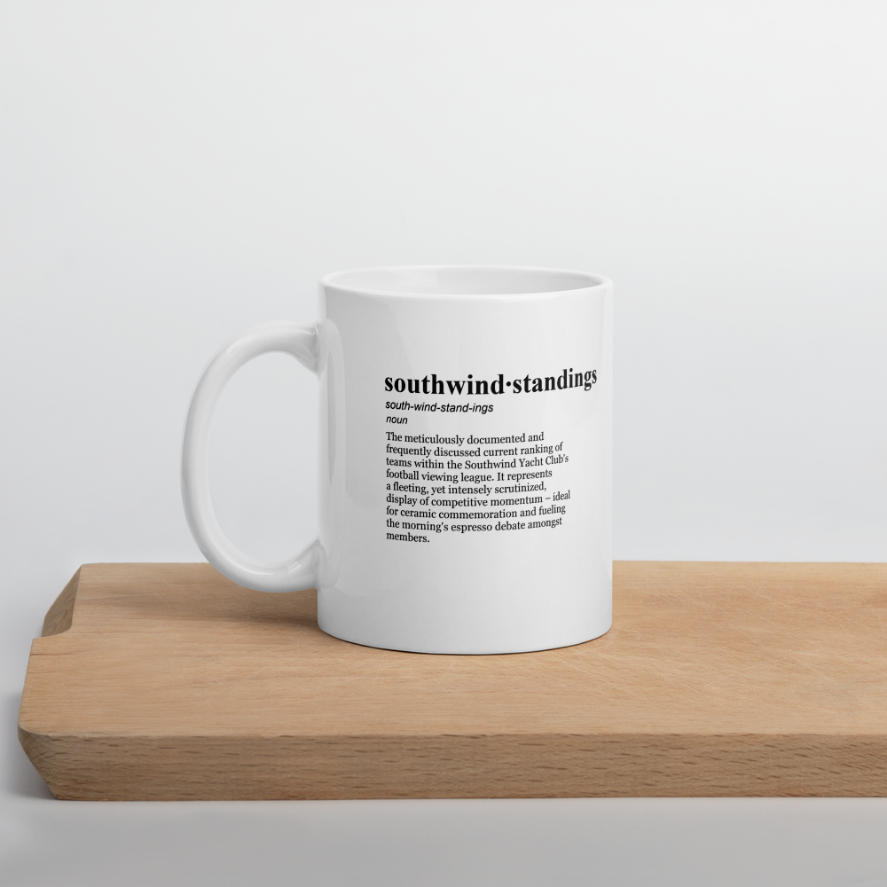 Glossy white ceramic coffee mugs - yacht club coffee & football mug