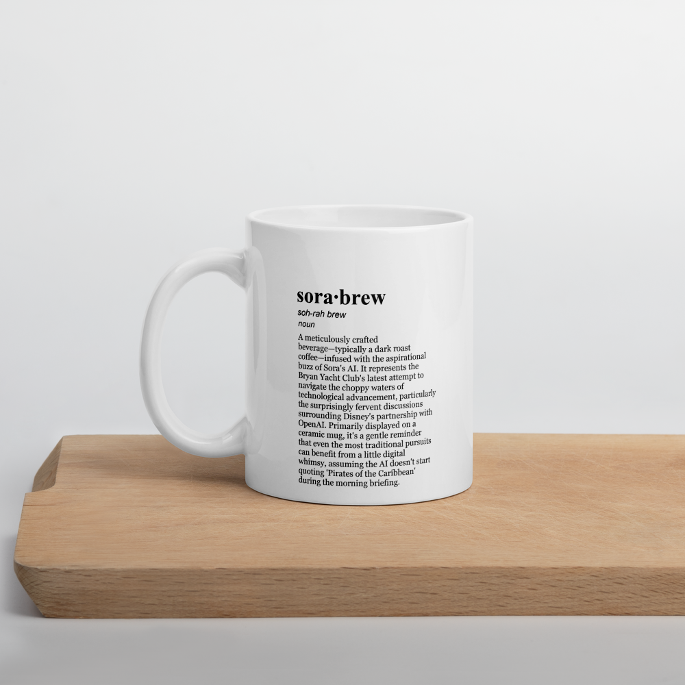 AI mug – a ceramic mug, a yacht club mug in white.