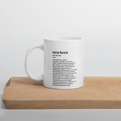 AI mug – a ceramic mug, a yacht club mug in white.