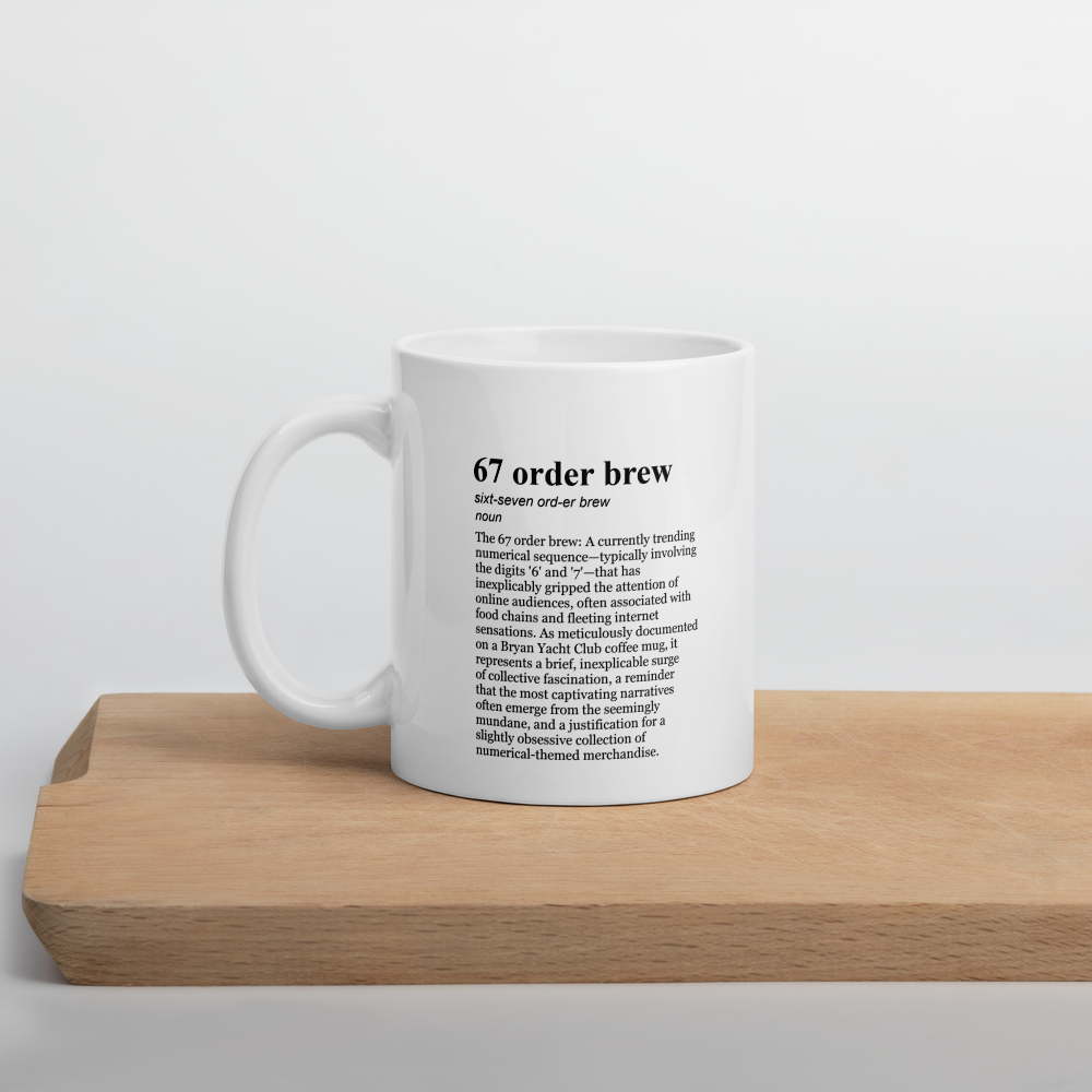 Glossy white ceramic mug - Yacht Club News Mug for a viral order trend.