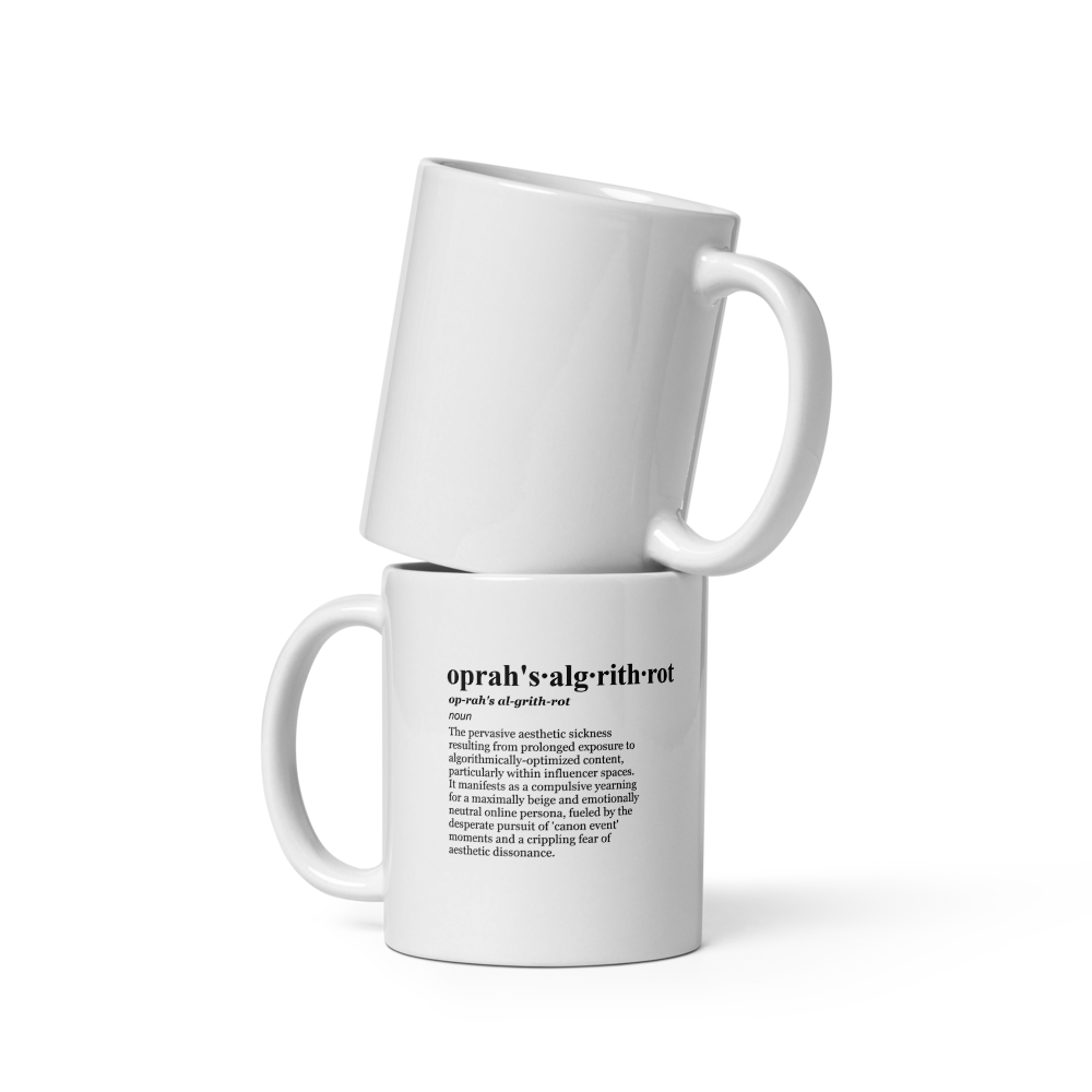 Beige ceramic coffee mugs - a perpetual liminal drip.