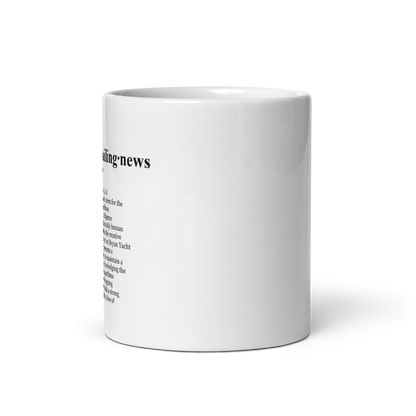 Classic blue ceramic coffee mugs – a morning brew mug for AI news.