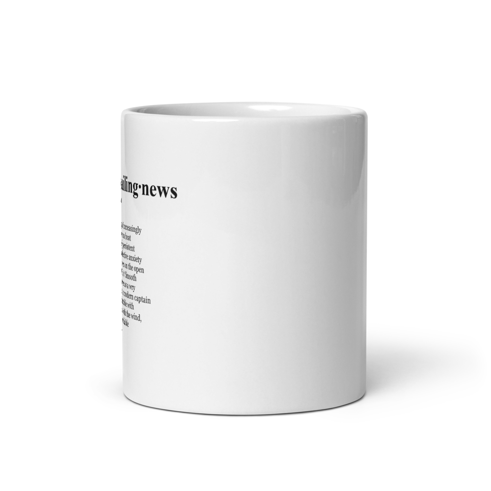 Modern black ceramic coffee mugs – a Future of Sailing Mug.