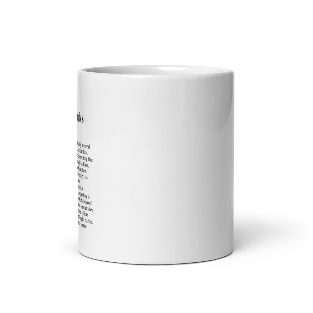 White ceramic basketball coffee mug - a yacht club's 76ers Knicks brew.