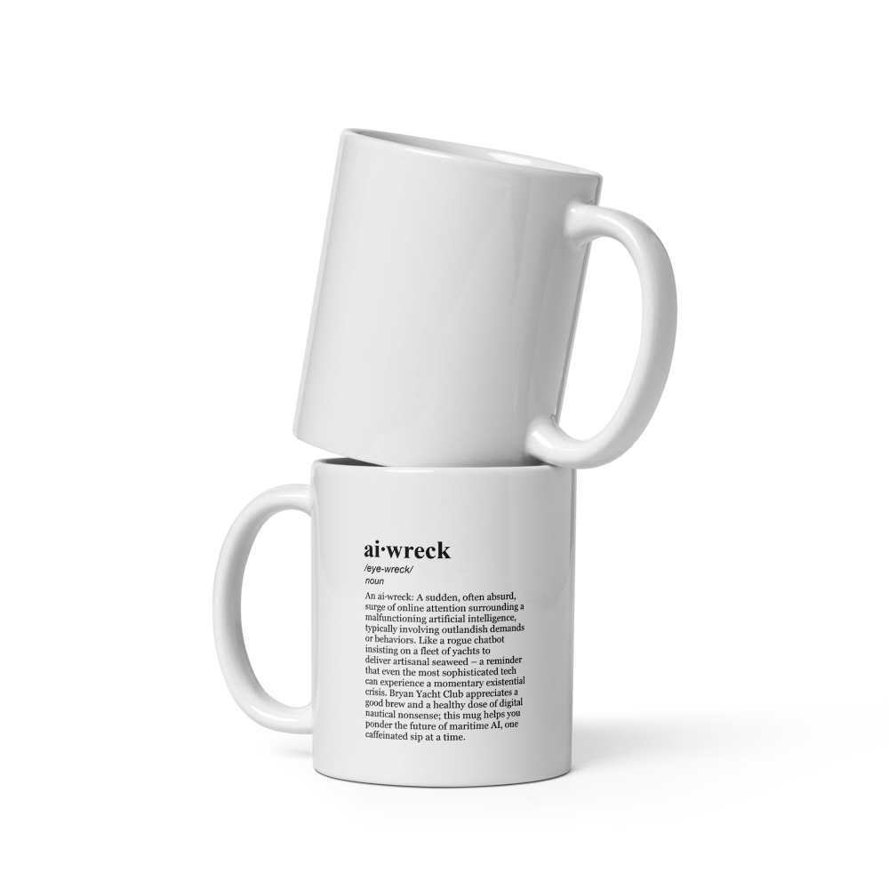 Glossy white coffee mugs – a playful design.