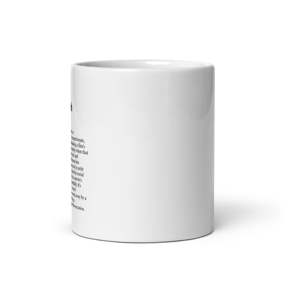Navy blue ceramic coffee mugs – Yacht Club Movies mug, celebrating global entertainment.
