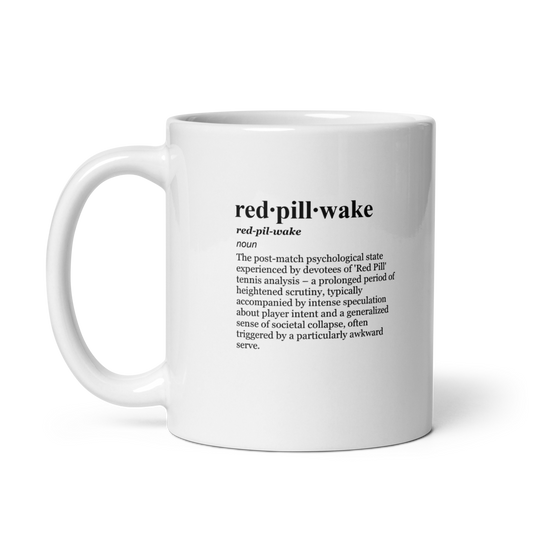 Red pill tennis mugs: Maximalist spiraling with a zesty WTA meltdown.