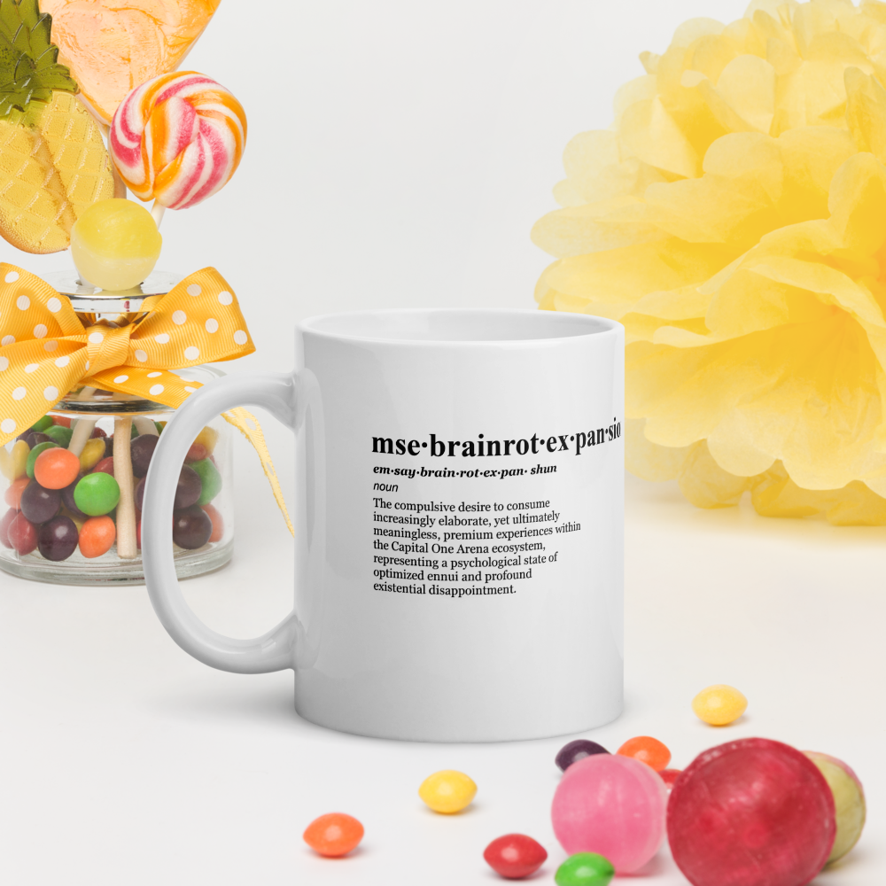 Sussy arena experience coffee mugs in a red ceramic tone.