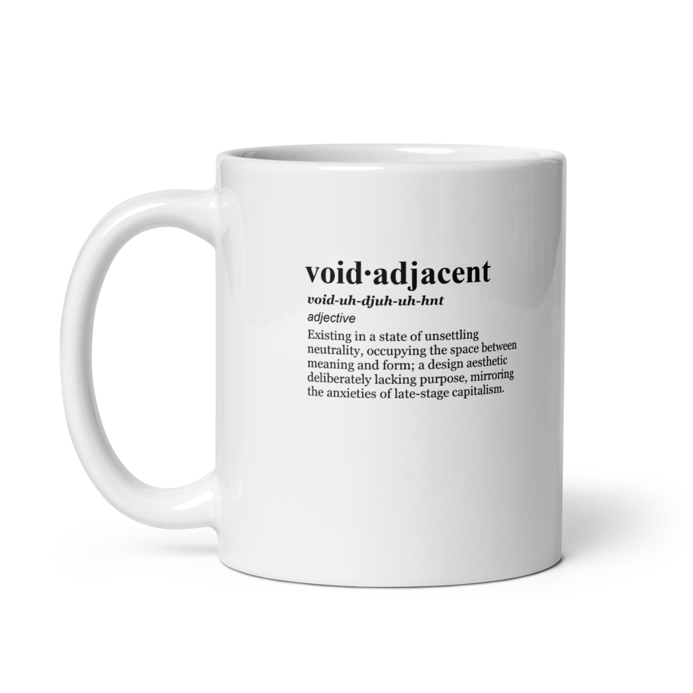 Matte black ceramic coffee mugs - a study in satire