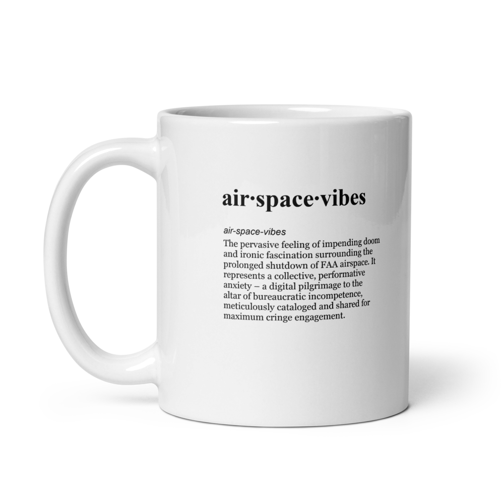 Zesty red flags ceramic coffee mugs – airspace shutdown vibes.