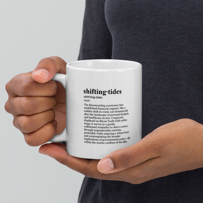 White ceramic coffee mugs – a calming addition to your Yacht Club morning.