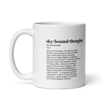Glossy white ceramic coffee mugs - perfect for your Yacht Club Morning Brew!