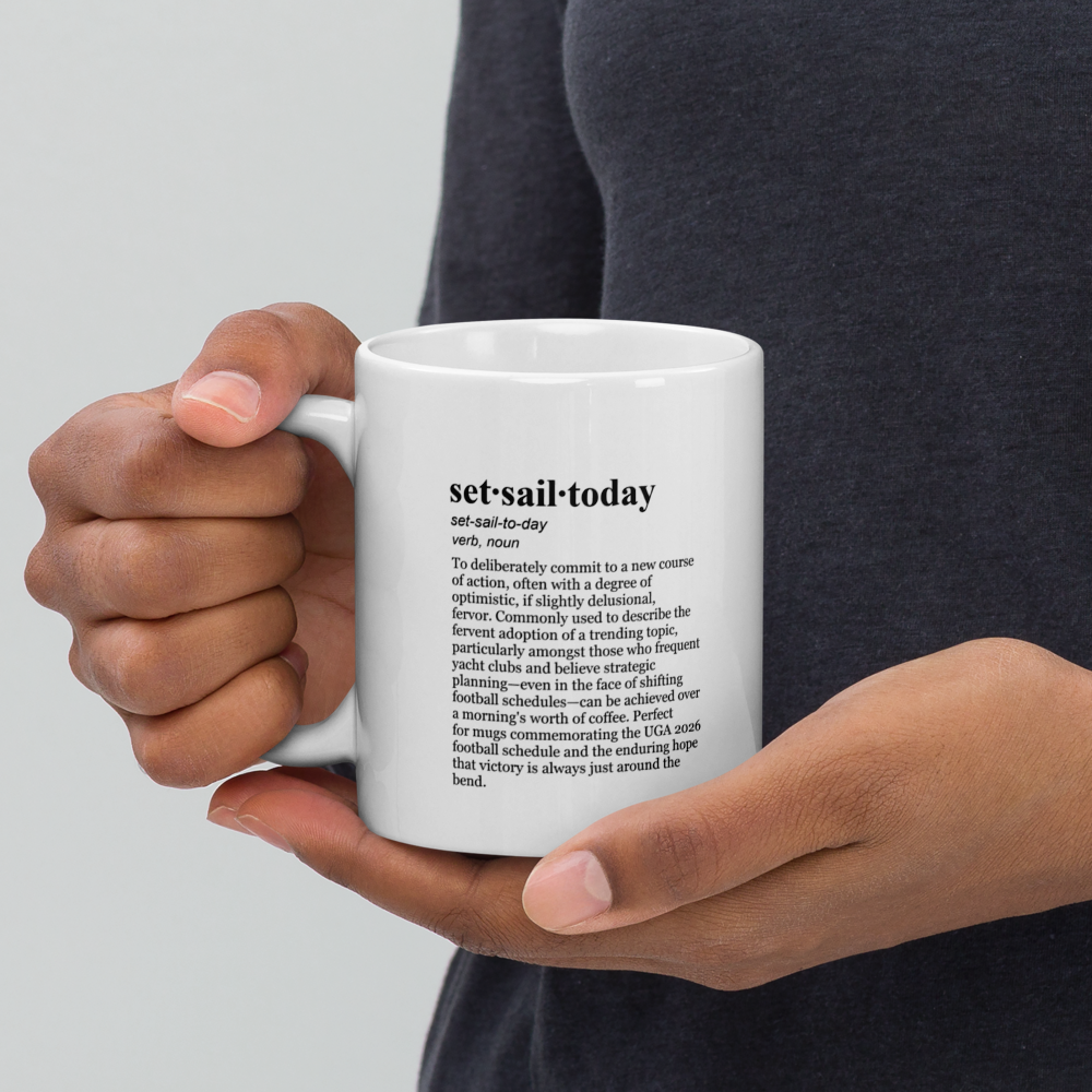 Red ceramic coffee mugs - game day essentials for Bulldogs fans.