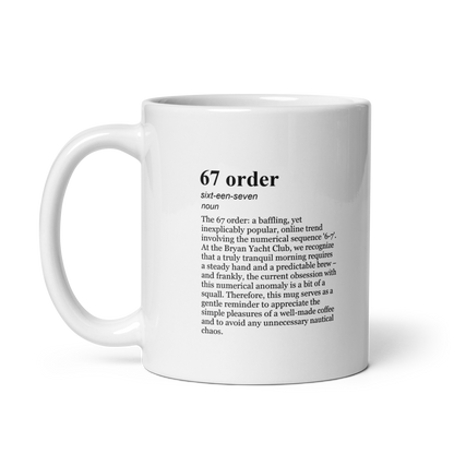 Yacht club breakfast mug – a grey ceramic coffee mug for a calm morning.