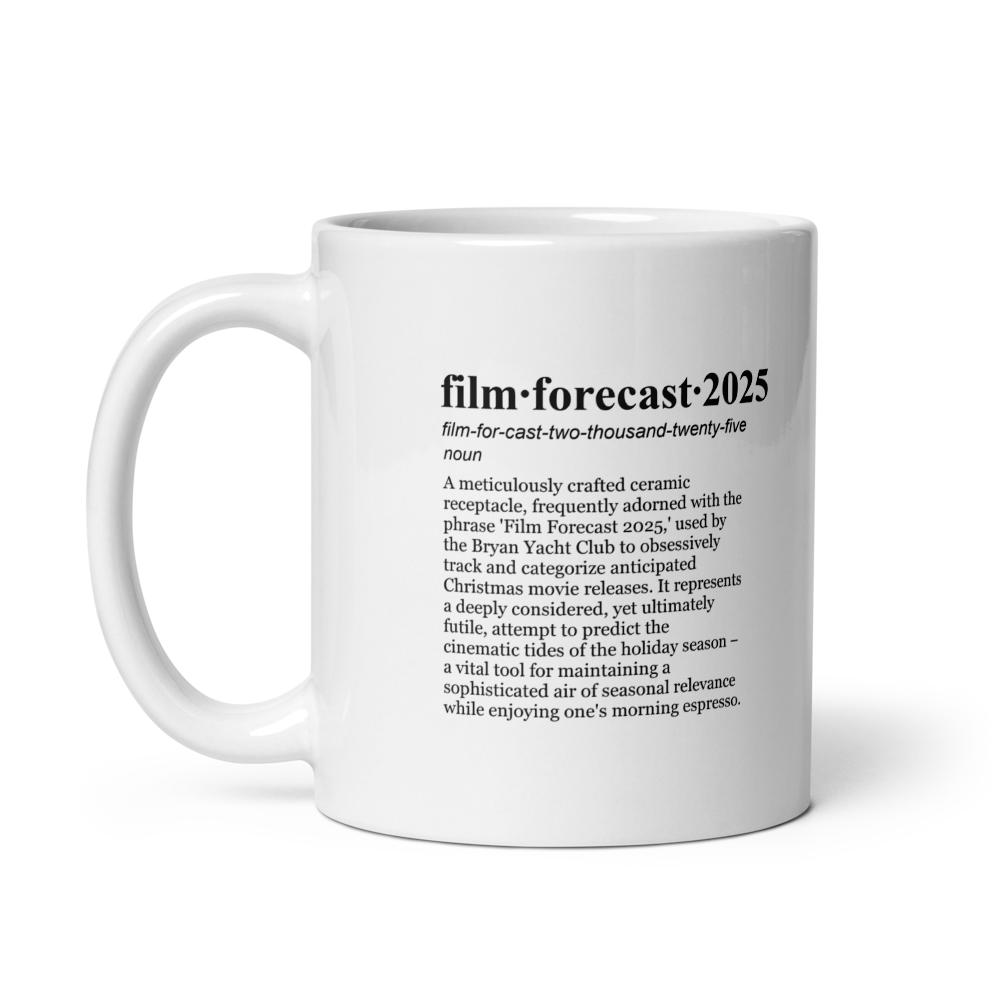 Glossy white ceramic coffee mugs for 2025 film predictions, a perfect yacht club mug!