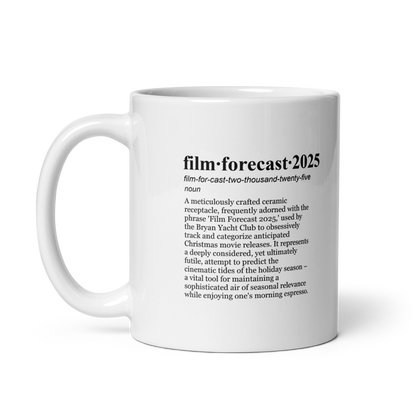 Glossy white ceramic coffee mugs for 2025 film predictions, a perfect yacht club mug!