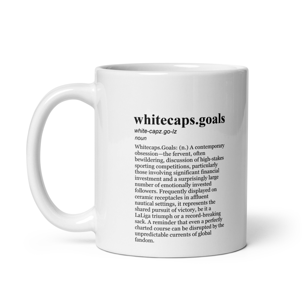 Glossy white ceramic coffee mugs, perfect for watching NFL games.