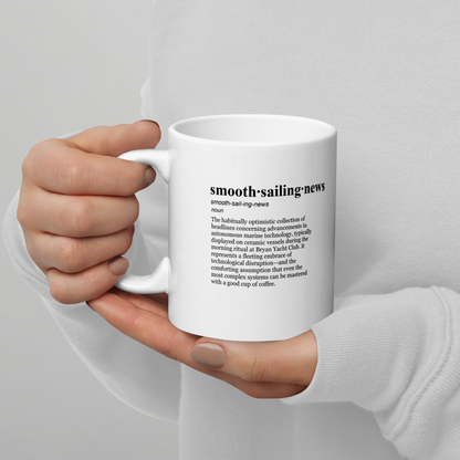 Yacht Club Morning Brew mug – grey ceramic coffee mugs for smart sailing.