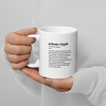 Glossy white ceramic mug - a reminder for the yacht club crew.