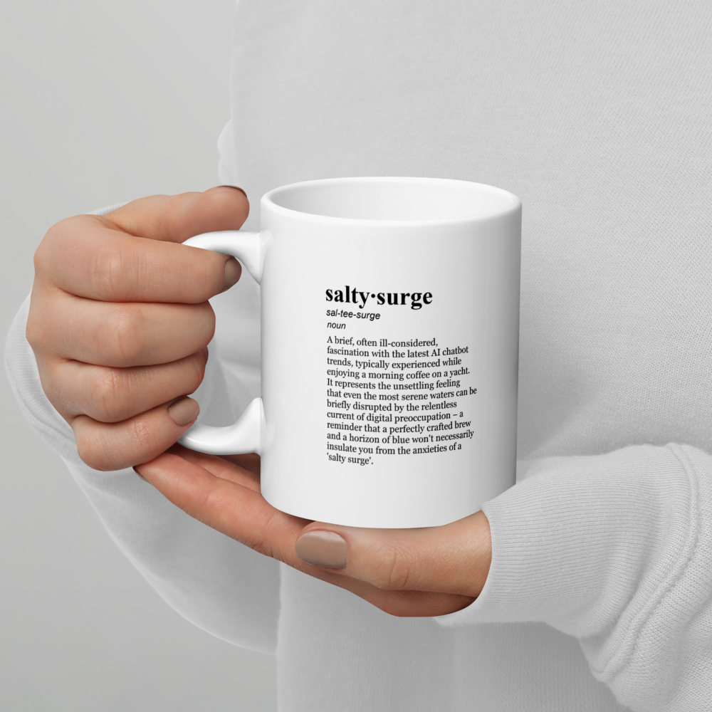 Glossy white ceramic coffee mugs for a digital detox.