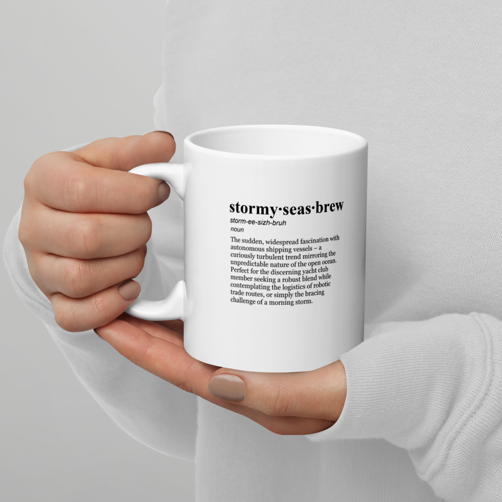 Dark blue ceramic coffee mugs - a bold Robotic Navigation Brew.