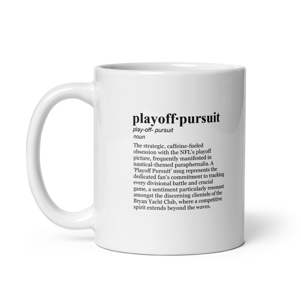White ceramic coffee mug, a sports coffee mug for playoff season.