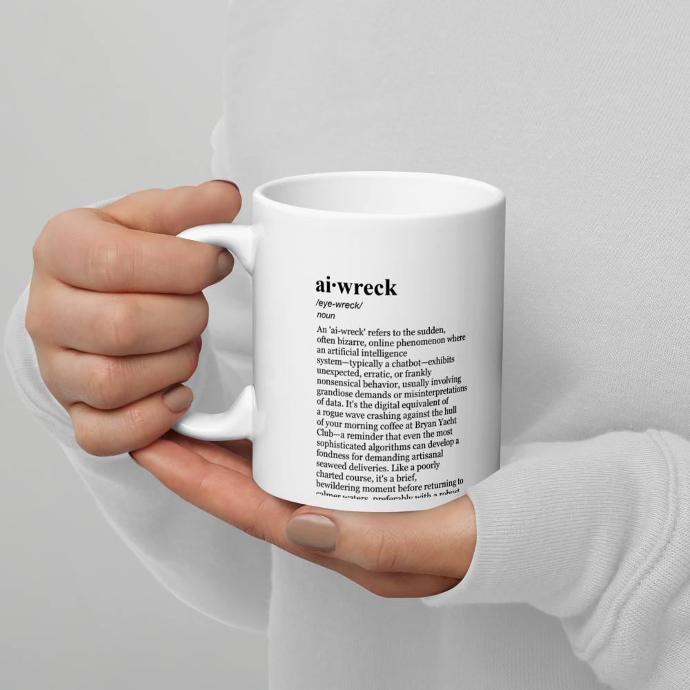 Rose gold ceramic coffee mugs - a yacht club humor morning brew.
