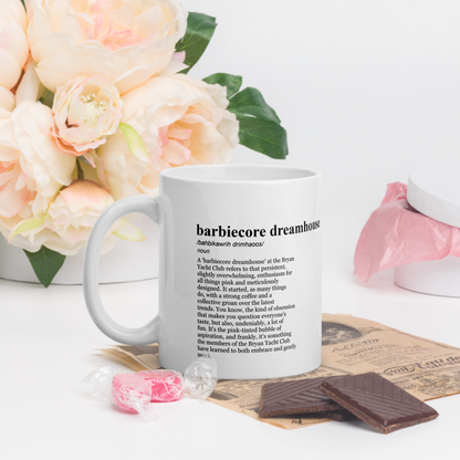 Sparkly pink dreamhouse, capturing the Barbiecore vibe.