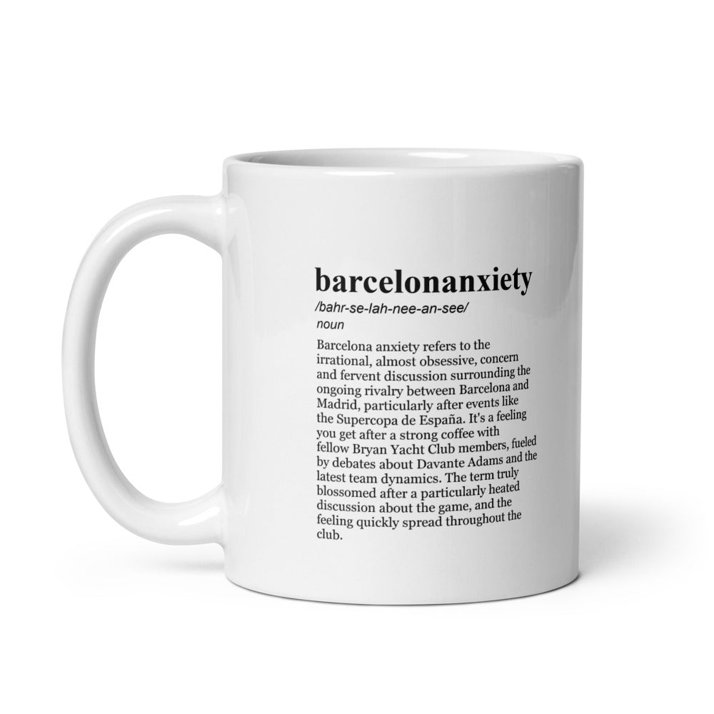 Glossy white ceramic coffee mugs - Barcelona vs Madrid rivalry