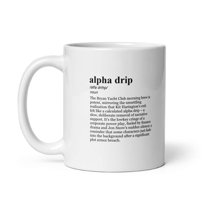 Glossy black ceramic coffee mug, Industry finance drama