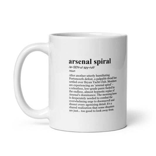 Glossy white ceramic coffee mug Portsmouth Arsenal football