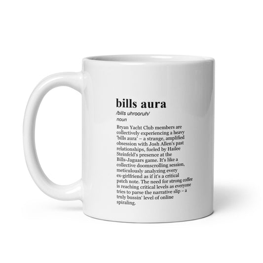 Glossy black ceramic coffee mug Bills fan merchandise