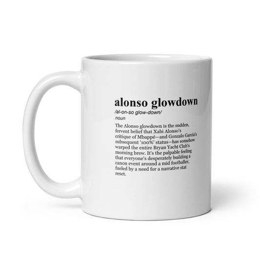 Glossy white ceramic coffee mug, Gonzalo Garcia fan art