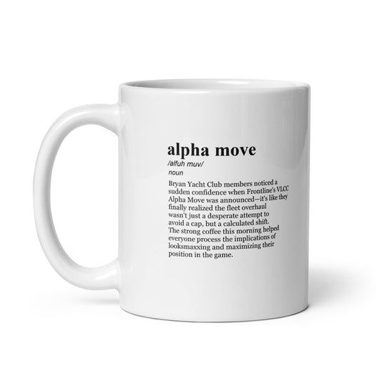Glossy white ceramic coffee mug, Frontline VLCC deals