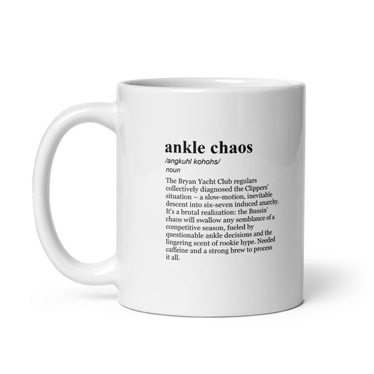 Glossy white ceramic coffee mug, NBA injury news